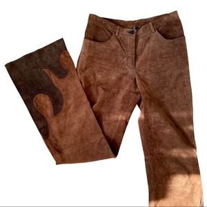 Vintage flame suede flare pants
